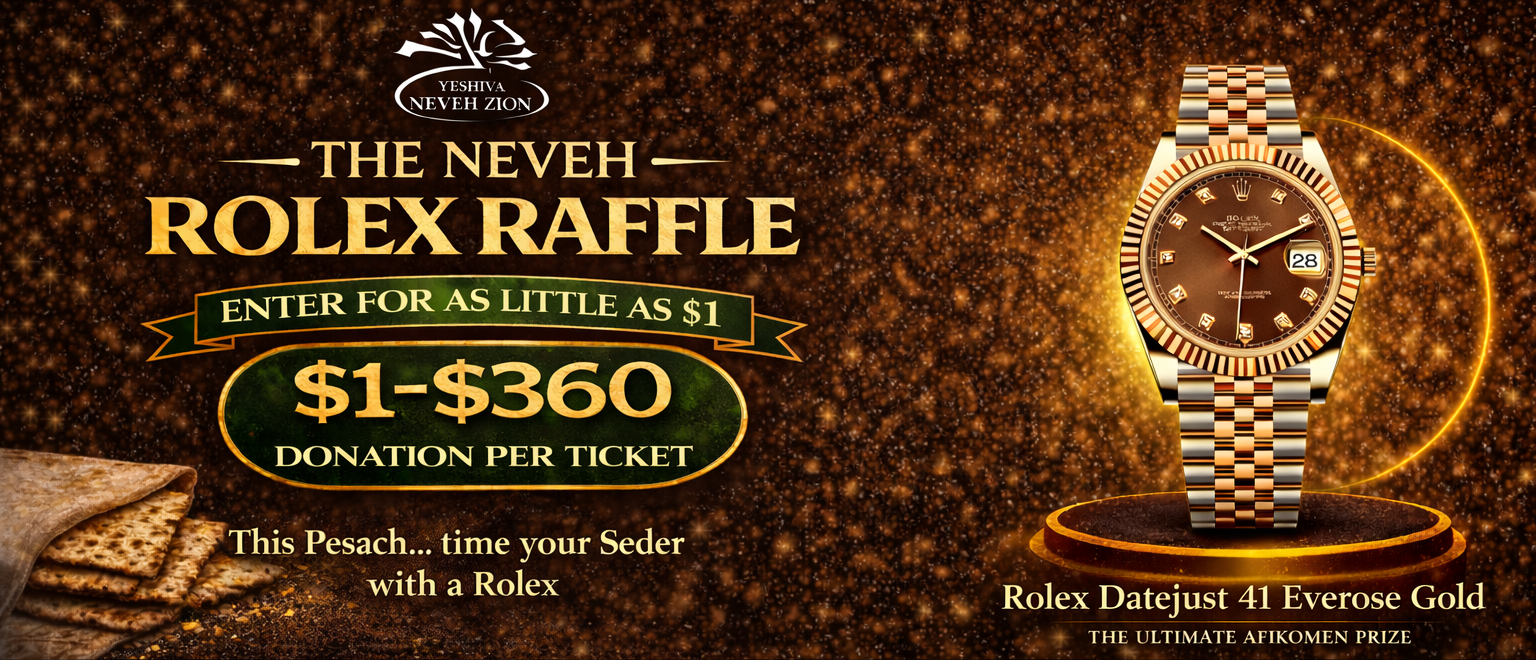 The Neveh Rolex Raffle banner
